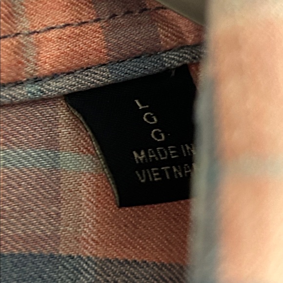 Faherty Movement shirt ocean coral plaid large supima mix - Picture 5 of 11